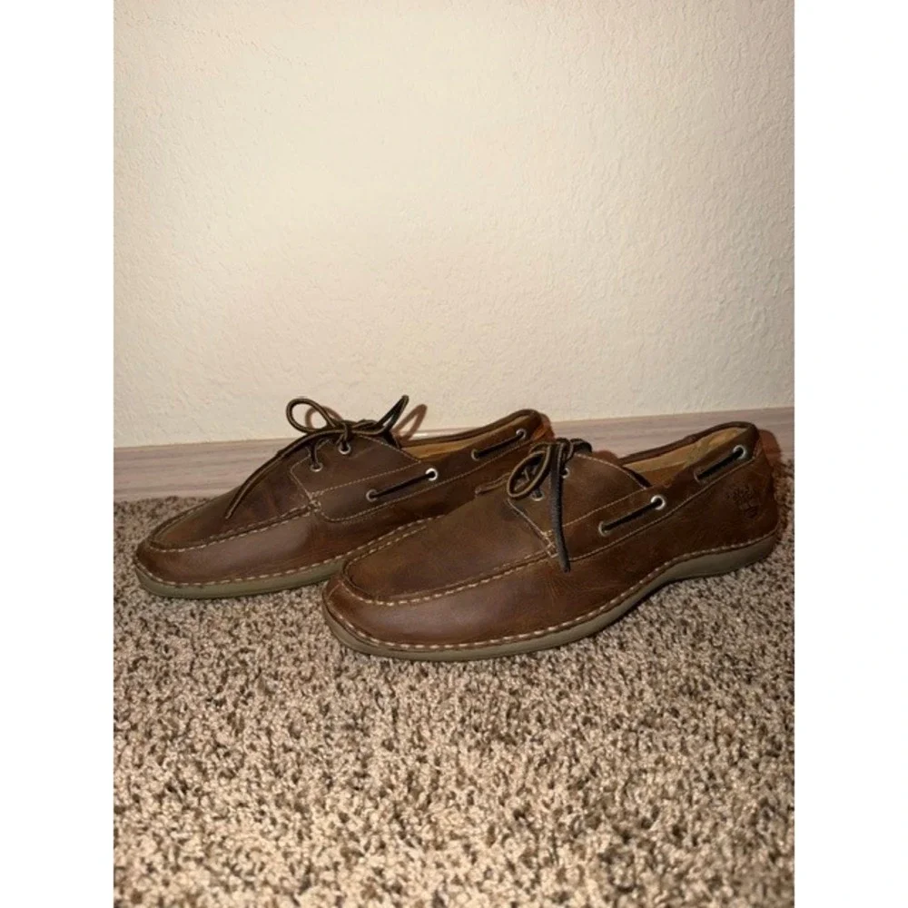Timberland Mens Brown Leather Boat Shoes Loafers 74017 Size 11M